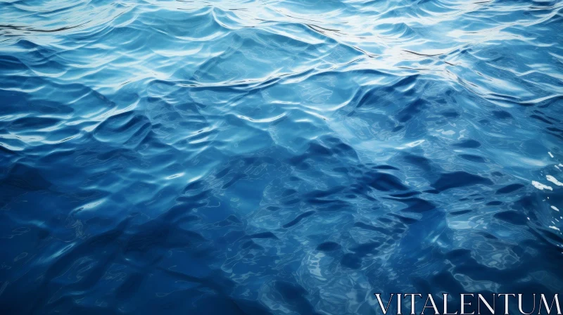 AI ART Blue Ocean Surface - Rippling Waves and Sunlight Reflection