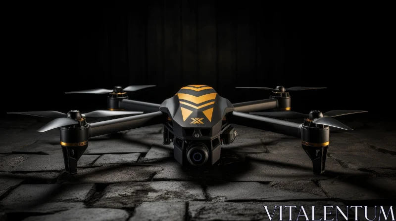 AI ART Futuristic Black and Gold Drone Product Shot