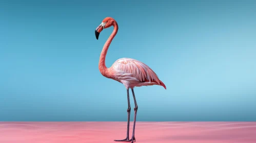 Graceful Flamingo on Pink Surface - Wildlife Photography