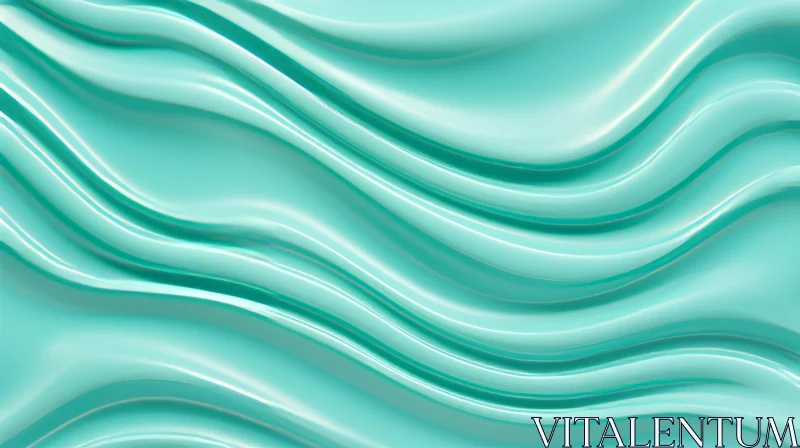Turquoise Glossy Wavy Surface - Abstract 3D Rendering AI Image