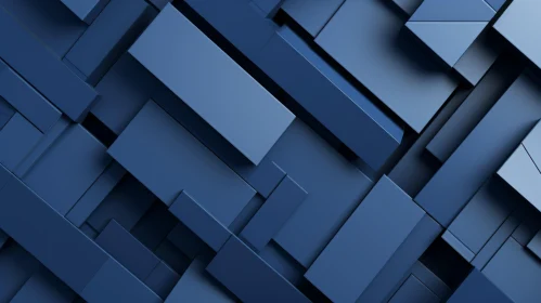 Abstract Geometric 3D Rendering - Dark Blue Blocks
