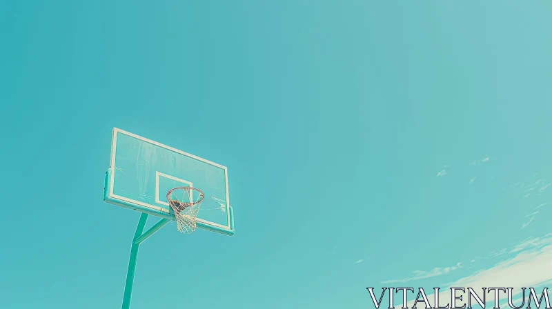Blue Basketball Hoop on Pole AI Image