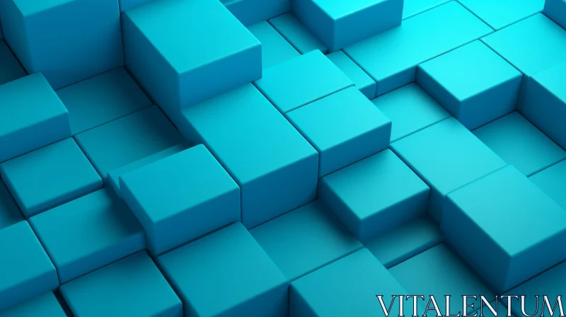 AI ART Blue Cubes 3D Render - Minimalist Modern Design