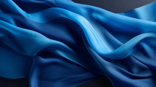 Elegant Blue Silk Fabric with Wavy Pattern