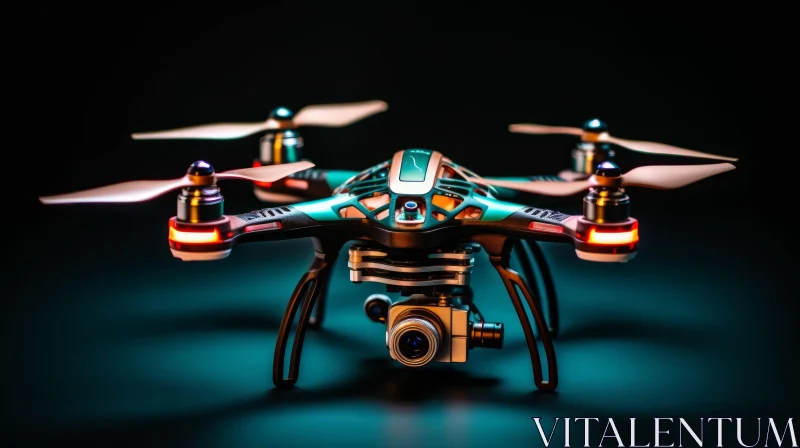 Futuristic 3D Drone Rendering in Dark Space AI Image