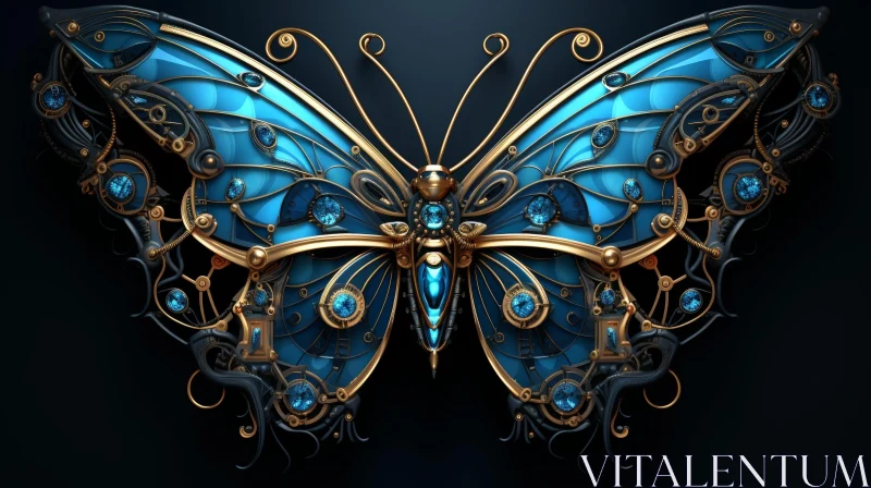 Intricate Steampunk Butterfly Illustration AI Image