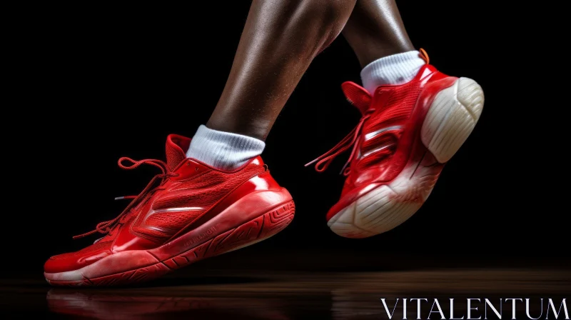 AI ART Red Sneakers Basketball Player in Action