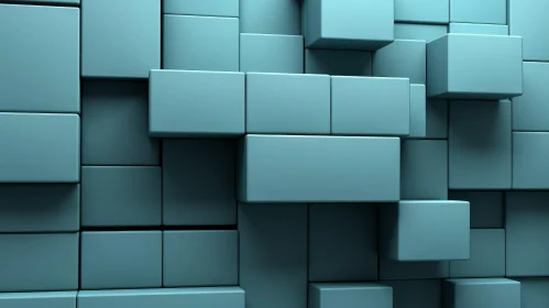 Blue Cubes Abstract 3D Rendering