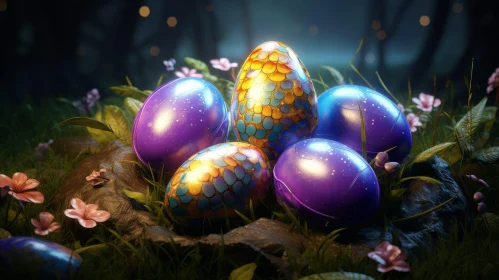 Enchanting Easter Egg Photo in Green Grass Nest