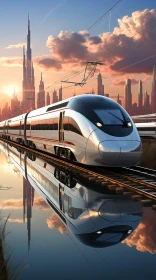 Futuristic High-Speed Train in Modern City