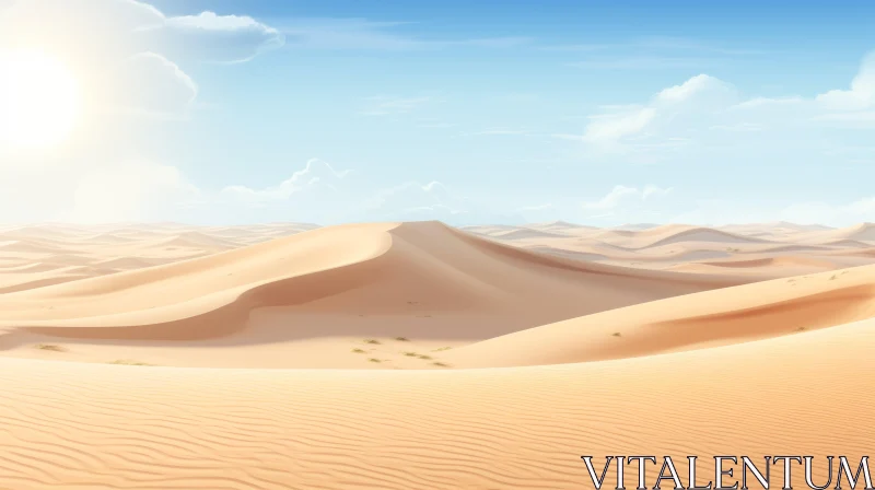 Golden Sand Dunes in Desert Landscape AI Image