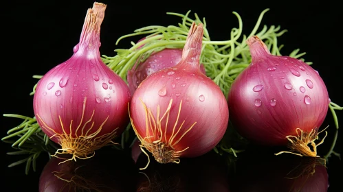 Red Onions on Black Background - Freshness and Vibrancy Captured
