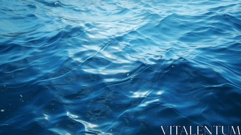 Blue Water Surface Ripples | Sunlight Sparkle Photo AI Image