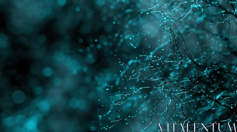 AI ART Dark Blue Glowing Tree 3D Rendering