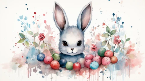 Easter Bunny Watercolor Illustration
