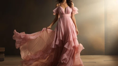 Elegant Pink Chiffon Evening Gown