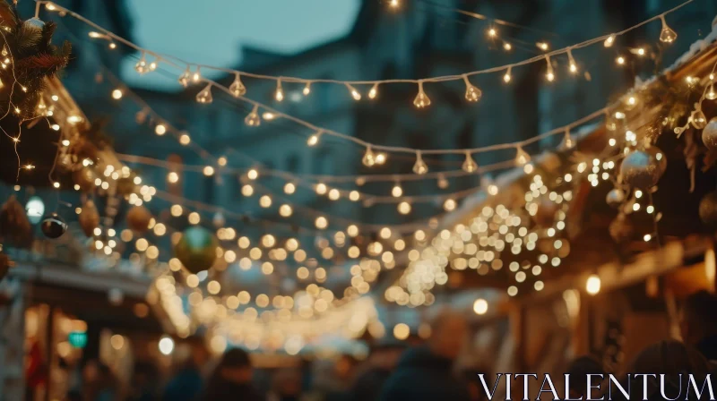Enchanting Christmas Market Lights | Festive Atmosphere AI Image