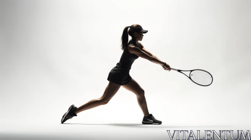 Female Tennis Player Silhouette in Action | Nike Athlete AI Image