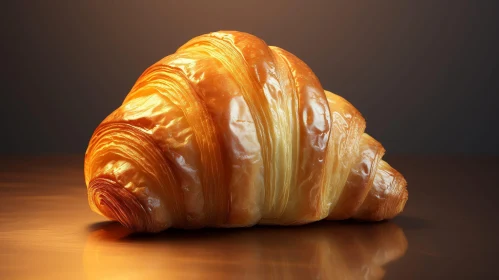 Golden Brown Croissant on Table