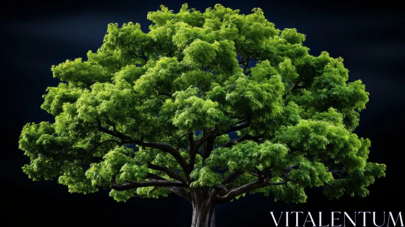 Majestic Green Tree in Full Bloom AI Image