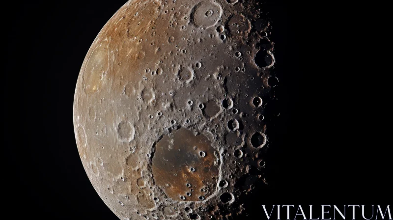 AI ART Moon's Cratered Surface - Detailed View