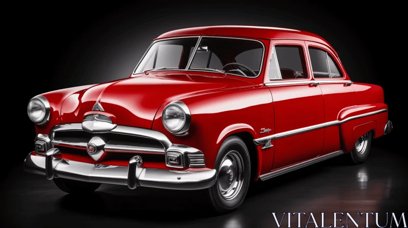 Old Red Car - Photorealistic Rendering | American Iconography AI Image