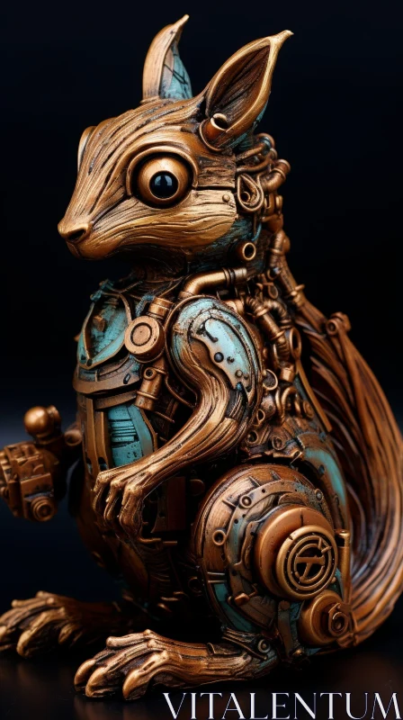 AI ART Steampunk Metal Squirrel 3D Rendering