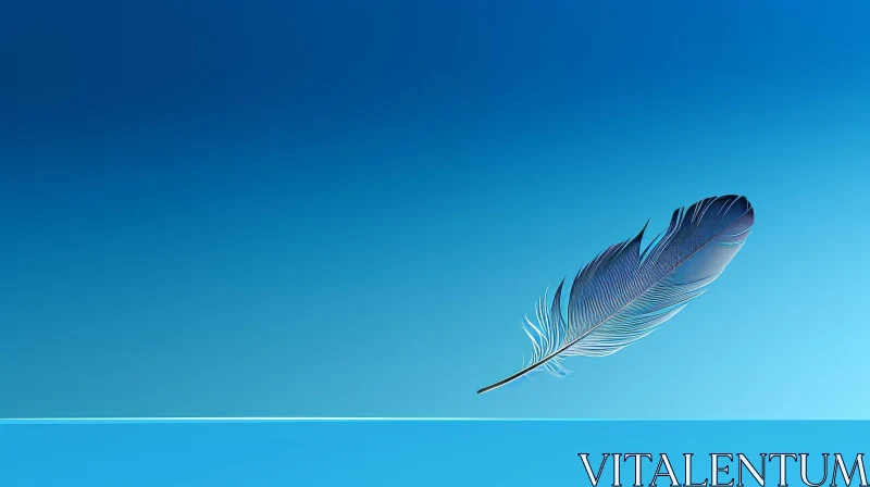 Tranquil Blue Feather Floating Background AI Image