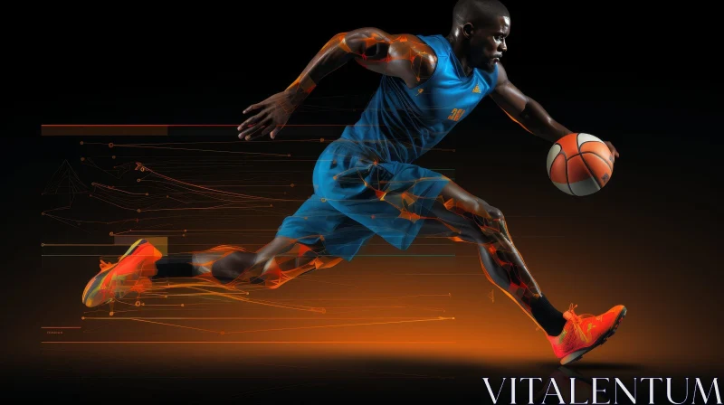 Basketball Player in Action - Digital Painting AI Image