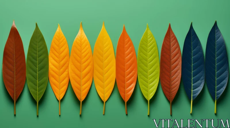 Colorful Gradient Leaves Close-up AI Image