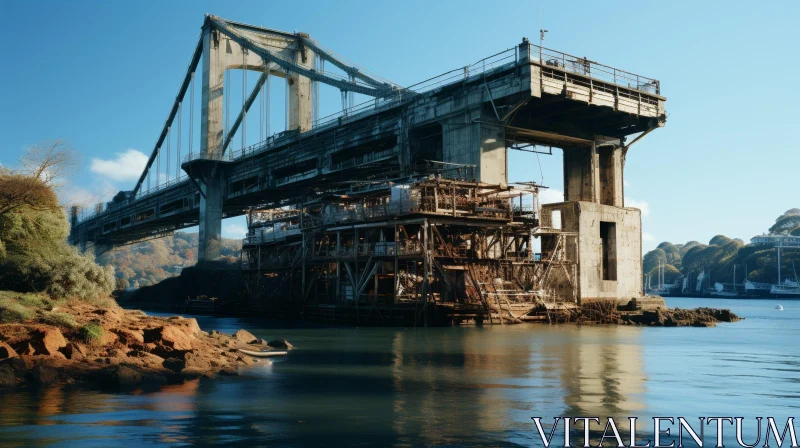 AI ART Desolate Concrete Bridge Over Polluted River