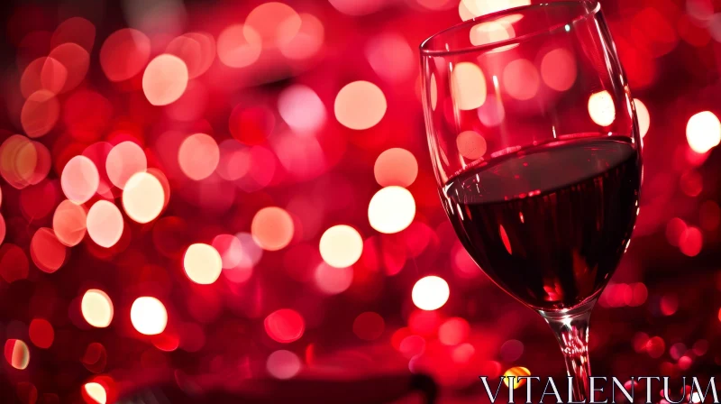 Exquisite Glass of Red Wine on Dark Red Background AI Image