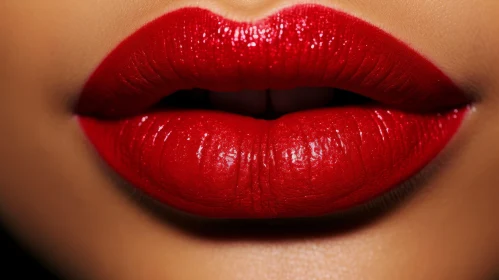 Sensual Red Lips: Studio Portrait of Woman with Lipstick