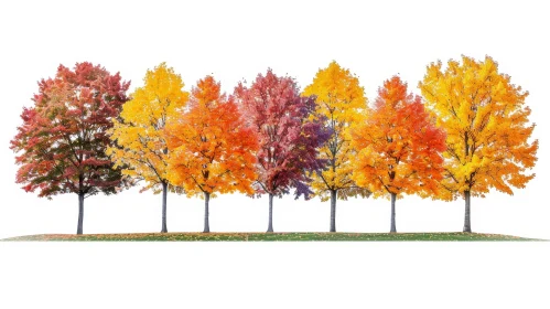 Seven Trees in Fall Season
