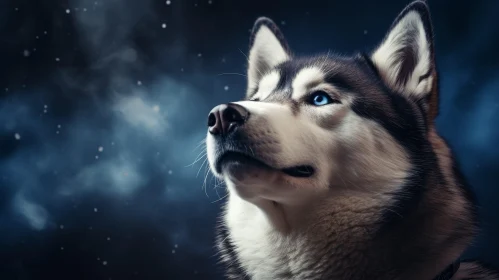 Striking Siberian Husky Dog with Blue Eyes