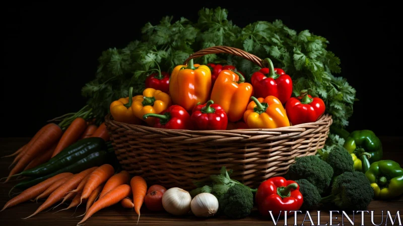 Colorful Still Life Composition with Bell Peppers and Vegetables AI Image