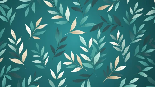 Green and Gold Leaves Seamless Pattern