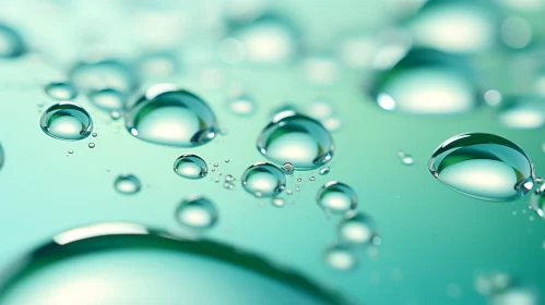 Green Water Drops Close-up