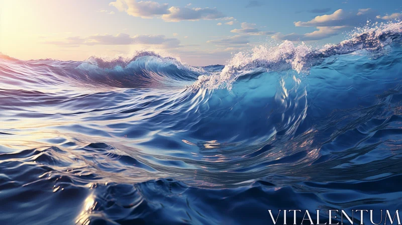 Powerful Seascape: Waves and Sun Beauty AI Image