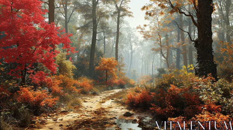 Tranquil Forest Landscape in Fall AI Image