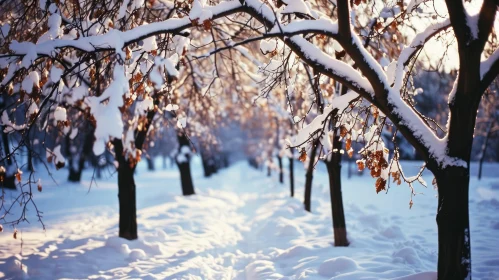 Winter Wonderland: Snow-Covered Park Scene