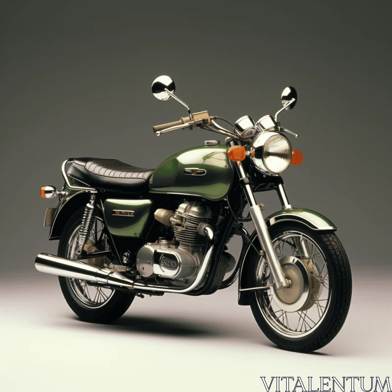Captivating Green Motorcycle on Gray Background | Tonalist Realism AI Image