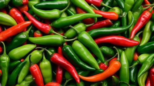 Colorful Chili Peppers: A Visual Feast of Green, Red, and Orange