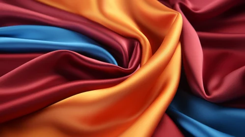 Elegant Silk Fabric in Red, Orange, and Blue