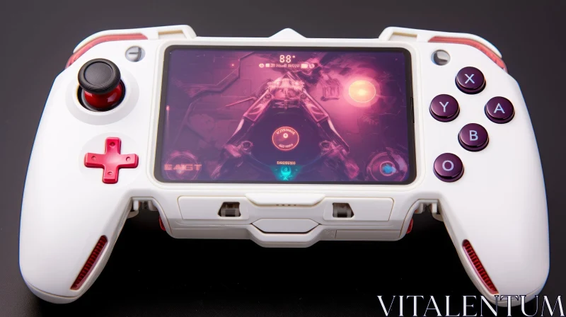 Red and White Gaming Controller with Screen AI Image