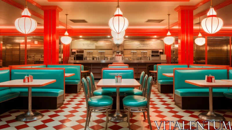 Vintage Retro Diner Interior AI Image