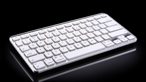 White Wireless Keyboard Product Shot on Black Reflective Surface