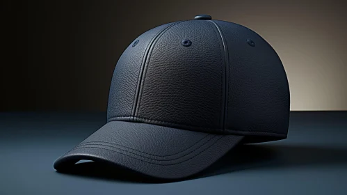 Blue Leather Baseball Cap 3D Rendering