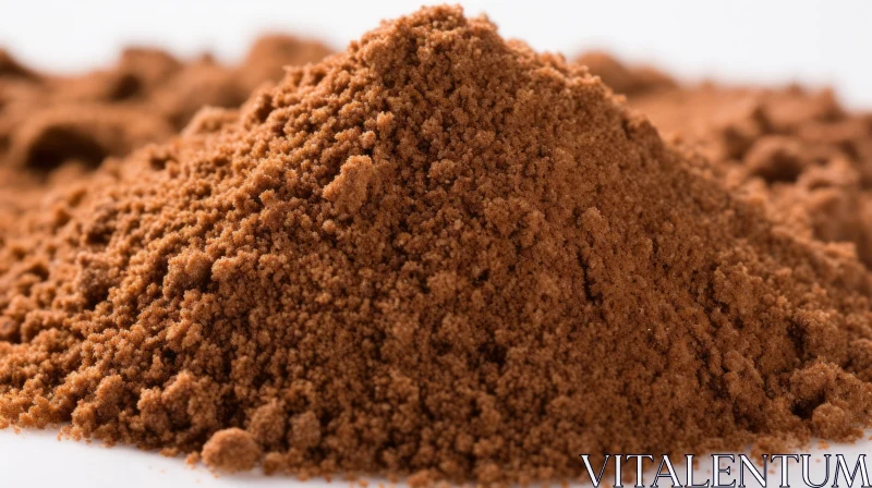 AI ART Exquisite Cocoa Powder Close-Up on White Background