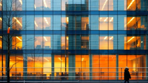 Glass Facade Office Building in Urban Setting